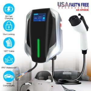 Level 2 Electric Vehicle Charger EV Wall Charger Car Charging Station with 2 Swipecards Digital Display Gun Locking for Home Garage - Image 7