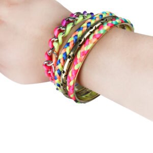 4-Piece Colorful Woven Burnished Gold Bracelet Set - Image 3