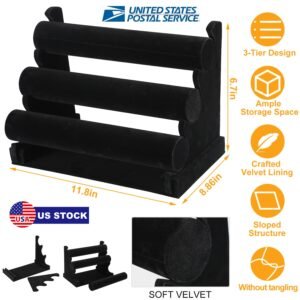 3-Tier Velvet Jewelry Stand Removable Bracelet Holder Watch Jewelry Bangle Display Rack - Image 7