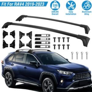 Car Roof Rack Cross Bars Aluminum Alloy Cargo Carrier Rooftop Crossbars Fit for Toyota RAV4 2019-2024 with Side Rails for Cargo Carrier Bag Kayak Bike - Image 4