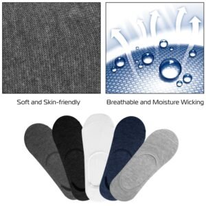 No Show Socks 5 Pairs Breathable Boat Socks Non-slip Low Cut Invisible Socks - Image 5