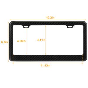 License Plate Frame Rustproof Waterproof Carbon Fiber Black License Plate Frame 2 Holes w/ Bolts Washer Caps for USA/Canada Standard - Image 6