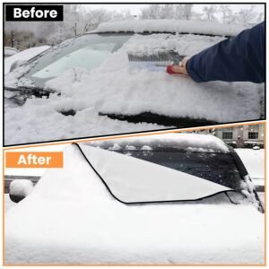 Magnetic Car Windshield Cover Front Rear Car Windshield Protector against Snow Sun Dirt Leaves Fit for All Cars Oxford Fabric Waterproof Heat-Resistan - Image 8