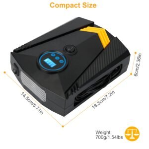 Tire Inflator 12V DC 100W 150PSI Digital Tire Pump w/LCD Display Electric Air Compressor Pump 20L/Min Air Flow - Image 14