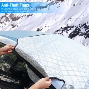 Car Windshield Snow Cover Windproof Magnetic Car Windscreen Cover Frost Ice Protection with Side?Mirror Protector 5 Magnets for Most Vehicles - Image 9