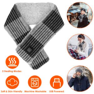 Electric Heated Scarf USB Heating Neck Wrap Unisex Winter Heated Neck Shawl Soft Warm Scarves w/ 3 Heating Modes - Image 3