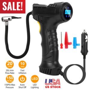 Portable Car Tire Inflator DC 12V Digital Car Air Pump Compressor Electric Air Pump w/LED Light 150PSI - Image 2