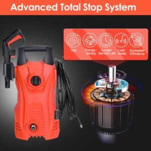 Electric High Pressure Washer 1740PSI Max 2.6GPM Powerful Car Washer Pressure Cleaner with Adjustable Spray Nozzle Soap Dispenser IPX5 Waterproof for - Image 7