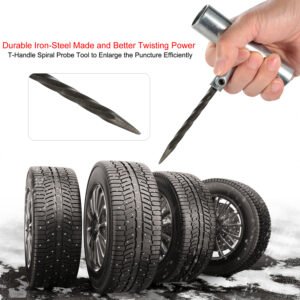 57 Pcs Universal Tire Repair Tools Kit Flat Tire Puncture Repair Tools for Cars Trucks - Image 3