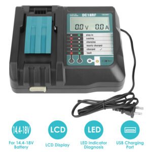 Rapid Charger Replacement Fit for Makita 14.4-18V Battery BL1860 BL1830 BL1850 with
LCD Display USB Port - Image 3