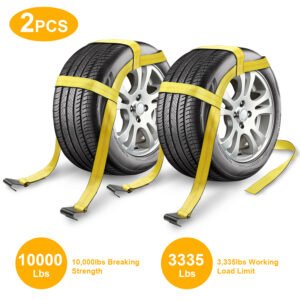 2Pcs Car Basket Straps Adjustable Tow Dolly Tire Basket Straps with Flat Hooks - Image 2