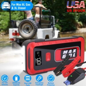Car Jump Starter Booster 2500A Peak 25800mAh Battery Charger Power Bank with 4 Modes LED Flashlight for Up to 6.0L Gas or 3.0L Diesel Engine Car - Image 5