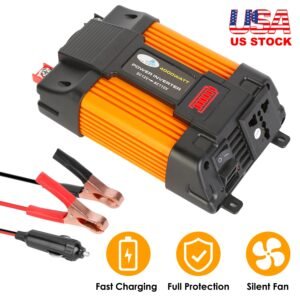 500W Continuous Power Inverter DC 12V To AC 110V Car 4000w Peak Power Inverter w/ Dual 5V 2.1A USB Ports For RV Caravan Truck Laptop - Image 2