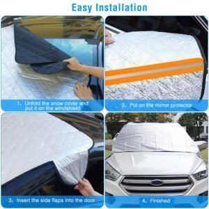 Car Windshield Snow Cover Windproof Magnetic Car Windscreen Cover Frost Ice Protection with Side?Mirror Protector 5 Magnets for Most Vehicles - Image 10