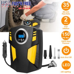 Portable Car Tire Inflator DC 12V Digital Car Air Pump Compressor Electric Air Pump w/LED Light 150PSI - Image 5