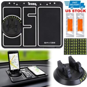 Non-slip Car Phone Mat 4 In1 Dashboard 360? Rotatable Phone Holder Pad with Aroma Parking Number Plate Glow In Dark - Image 7