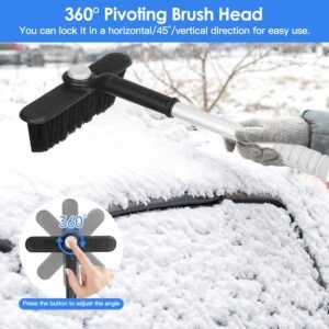 2 In 1 Ice Scraper Extendable Car Snow Brush Telescopic Snow Removal Tool Automobile Snow Shovel Frost Removal with 360? Pivoting Brush Head Sponge Gr - Image 9