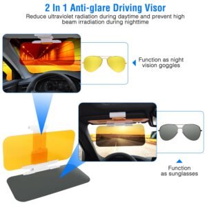 Sun Visor Extender for car 2 in 1 Anti-glare Driving Visor with Adjustable View Angles Day Night Automobile Sun Anti-UV Block Visor for Clearer Vision - Image 8