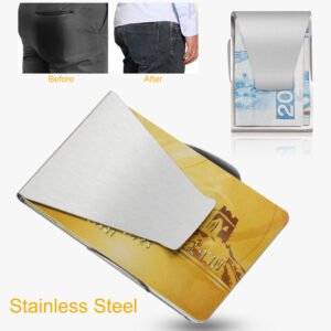 Slim Clip Double Sided Money Clip Credit Card Holder Wallet Stainless Steel - Image 2