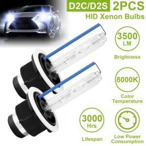 2PCS D2C/D2S HID Xenon Light Bulbs 35W 8000K 3500LM Headlight Replacement Bulbs - Image 5