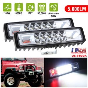 6" LED Light Bar 160W 5000lm Offroad Driving Spot Lights Work Light Pods IP67 Waterproof Fog Light Spot Flood Beam for Jeep Trailer Truck Bus Boat  2P - Image 2