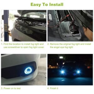 2 Pcs 2.5"Auto COB LED Fog Light 1200LM 6000k White IP65 Waterproof Halo Angel Eye Ring Bulb Lamp Driving DRL 12V - Image 10