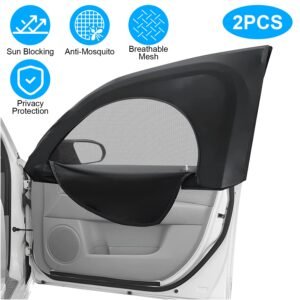 2Pcs Car Front Window Shades Stretchy Car Side Window Screen?Mesh Window Cover?for Car Heat Shading UV Privacy Protection - Image 2