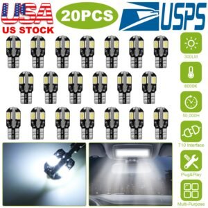 20Pcs T10 SMD5730 LED Light Bulbs 6000K Wedge Light Lamps Dome Map License Plate Car Interior Festoon Lights Kits - Image 3