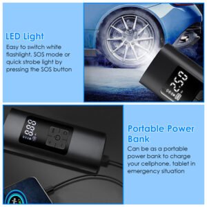 150PSI Cordless Car Tire Pump 6000mAh Rechargeable Tire Inflator Portable Air Compressor for Car Bike Motorcycle Ball - Image 8