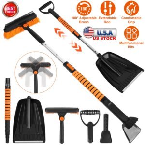 5 in 1 Detachable Snow Remover Kits Extendable Ice Scraper Snow Shovel 180? Adjustable Snow Brush Head for Car Windshield Roof - Image 7