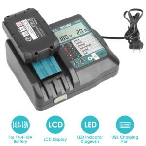 Rapid Charger Replacement Fit for Makita 14.4-18V Battery BL1860 BL1830 BL1850 with
LCD Display USB Port - Image 2