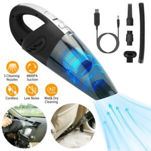 Car Handheld Vacuum Cleaner Cordless Rechargeable Hand Vacuum Portable Strong Suction Vacuum w/ Hose Nuzzle Brush For Dust Pet Hair - Image 5