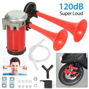 Air Horn Dual Trumpet 12V 115DB Loud Boat Motorcycle Truck Air Horn Compressor Kit - Image 3