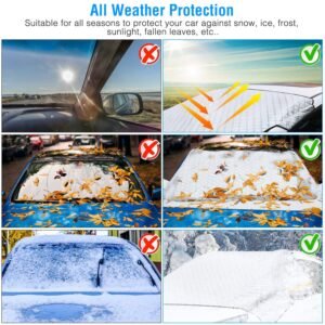 Car Windshield Snow Cover Windproof Magnetic Car Windscreen Cover Frost Ice Protection with Side?Mirror Protector 5 Magnets for Most Vehicles - Image 11
