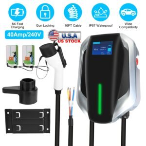 Level 2 Electric Vehicle Charger EV Wall Charger Car Charging Station with 2 Swipecards Digital Display Gun Locking for Home Garage - Image 6