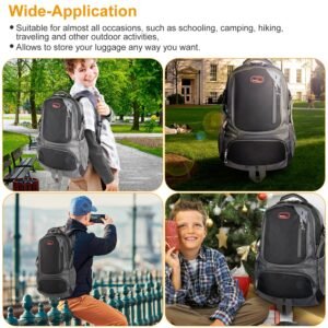 Unisex School Backpack Casual Travel Shoulder Bag W/ Adjustable Straps Dual-Water Bottle Pouch Multiple Zippered Pockets For Gym Sports Travel School - Image 8