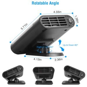 12V 150W Portable Car Heater Heating Fan 2 In 1 Defroster Defogger Demister Windshield Heater Automotive Cooling Fan with Air Purification 360? Rotati - Image 11