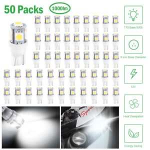 50Pcs/Kit LED Car Light Bulbs 1000lm T10 Base 5050 6000K White Auto Lamps Replacement for Dome Map Door Trunk Signal License Plate - Image 3