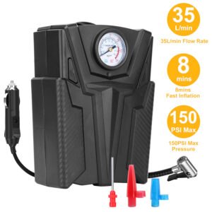 Car Tire Air Pump Portable Air Compressor Pump DC 12V Car Tire Inflator Pump For Bicycle Motorcycle w/ Pointer - Image 2