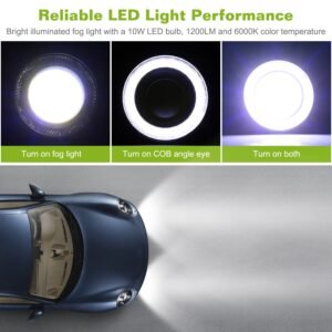 2 Pcs 2.5"Auto COB LED Fog Light 1200LM 6000k White IP65 Waterproof Halo Angel Eye Ring Bulb Lamp Driving DRL 12V - Image 7