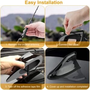 Car Shark Fin Antenna Cover Waterproof Signal Car Antenna Replacement w/ Adhesive Tape Base Fits for Universal Auto Cars Ford Van Truck Jeep SUV - Image 6