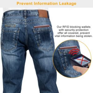 Men?s Wallet PU Leather Bifold Purse Slim RFID Blocking Card Holder Cases w/ 2 ID Window Coin Pocket - Image 14