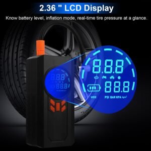 3000A 150PSI 12V Portable Jump Starter with Air Compressor 9.0L Gas/8.0L Diesel Jumper Box with 3 Light Modes Power Bank LCD Display - Image 12