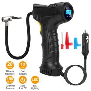 Portable Car Tire Inflator DC 12V Digital Car Air Pump Compressor Electric Air Pump w/LED Light 150PSI - Image 3