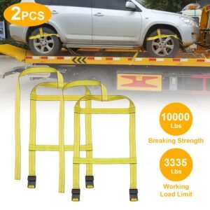 2Pcs Car Basket Straps Adjustable Tow Dolly Tire Basket Straps with Flat Hooks - Image 3