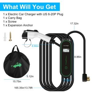 Level2 EV Charger Portable Electric Vehicle Charging Station with NEMA 6-20P Plug?Carry Bag Fit For All J1772 EV and Hybrid Vehicles for Home and Outd - Image 14