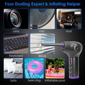 Electric Cordless Air Duster Blower Compressed Air Duster for Computer Keyboard PC Portable Rechargeable Air Blower with Built-in LED Light - Image 11