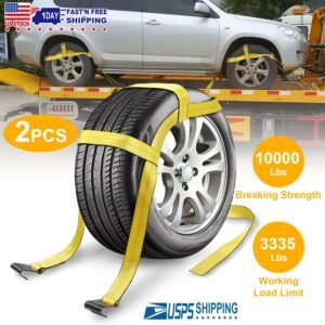 2Pcs Car Basket Straps Adjustable Tow Dolly Tire Basket Straps with Flat Hooks - Image 9