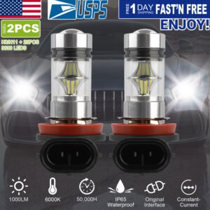 2PCS 1000lm 100W H8/H9/H11 LED Fog DRL Light Bulb IP65 Water-Resistant 360? Beam Angle 6000K White - Image 6