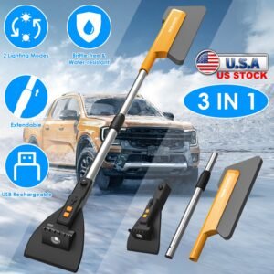 3 In 1 Car Snow Removal Shovel with Lights Car Snow Removal Tool Telescopic Windshield Ice Scraper Snow Brush Shovel - Image 4